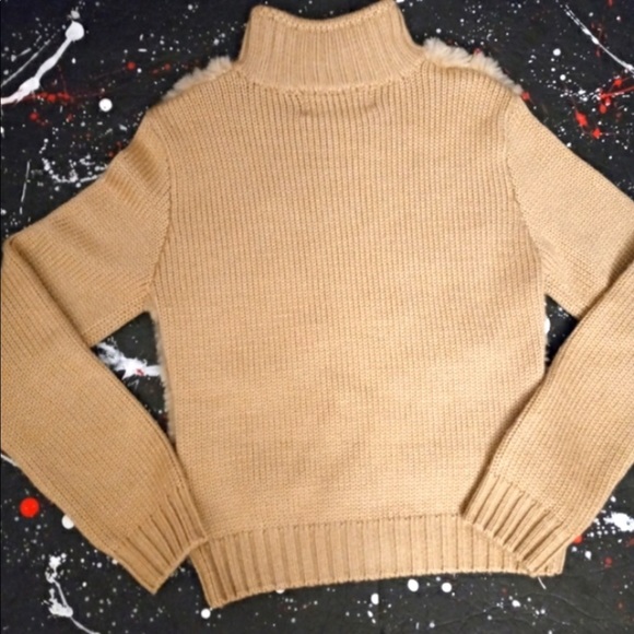 Warm sweater, real rabbit fur size S gold tan color - Picture 4 of 8